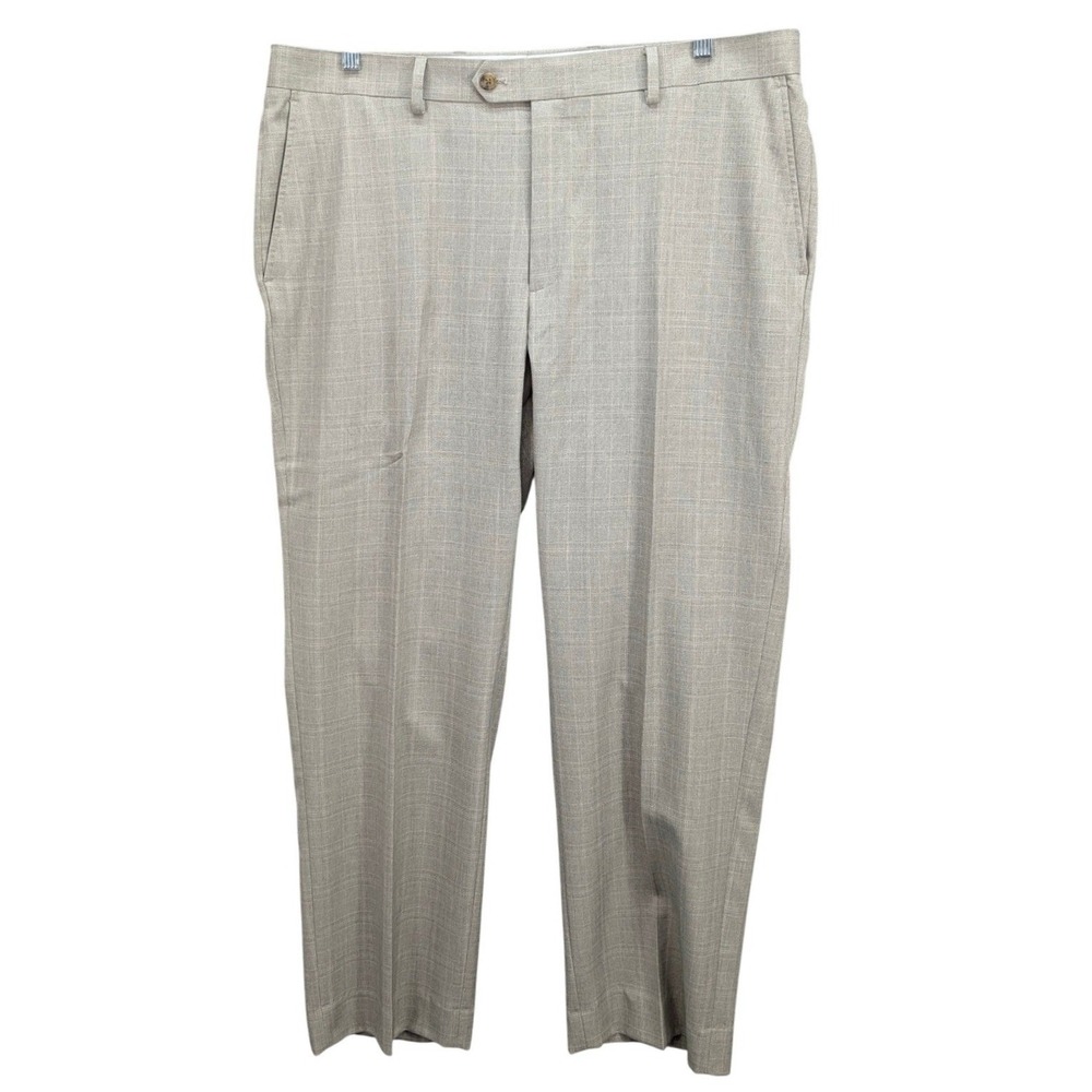 Saddlebred Dress Pants Men's Sz 40x30 Career Performance Straight Plaid Trousers